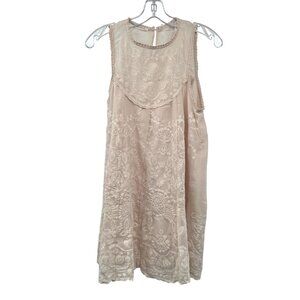 Sunday Up Sleeveless Shift Dress Embroidered Blush Size Large Lined